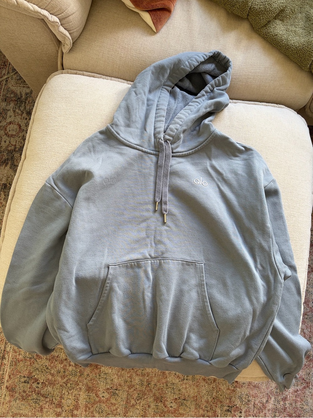 Alo Men’s Light Blue/Grey Hoodie Sweatshirt size S